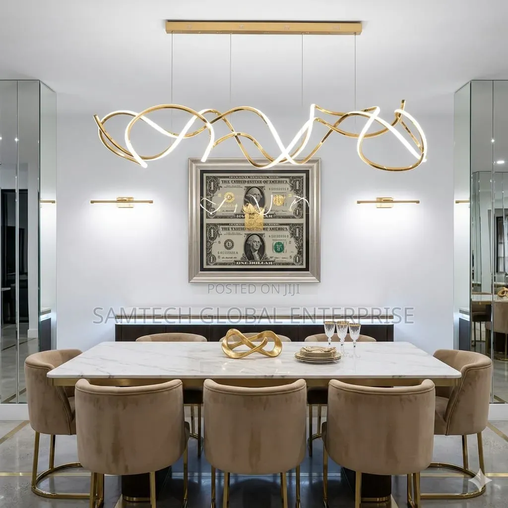 Luxury Wave Led Pendant Chandelier – Modern Gold Statement Light