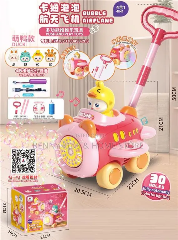 Bubble Airplane With Pushing Hand