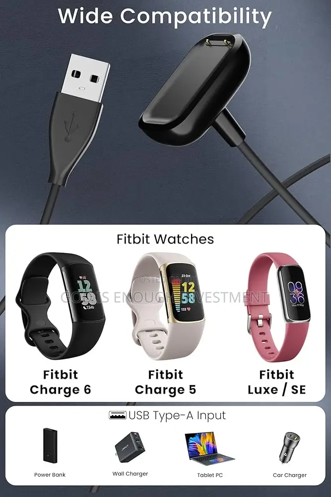 Original Fitbit Charge 5/ Charge 6 and Luxe Smartwatch Charger (Usb)