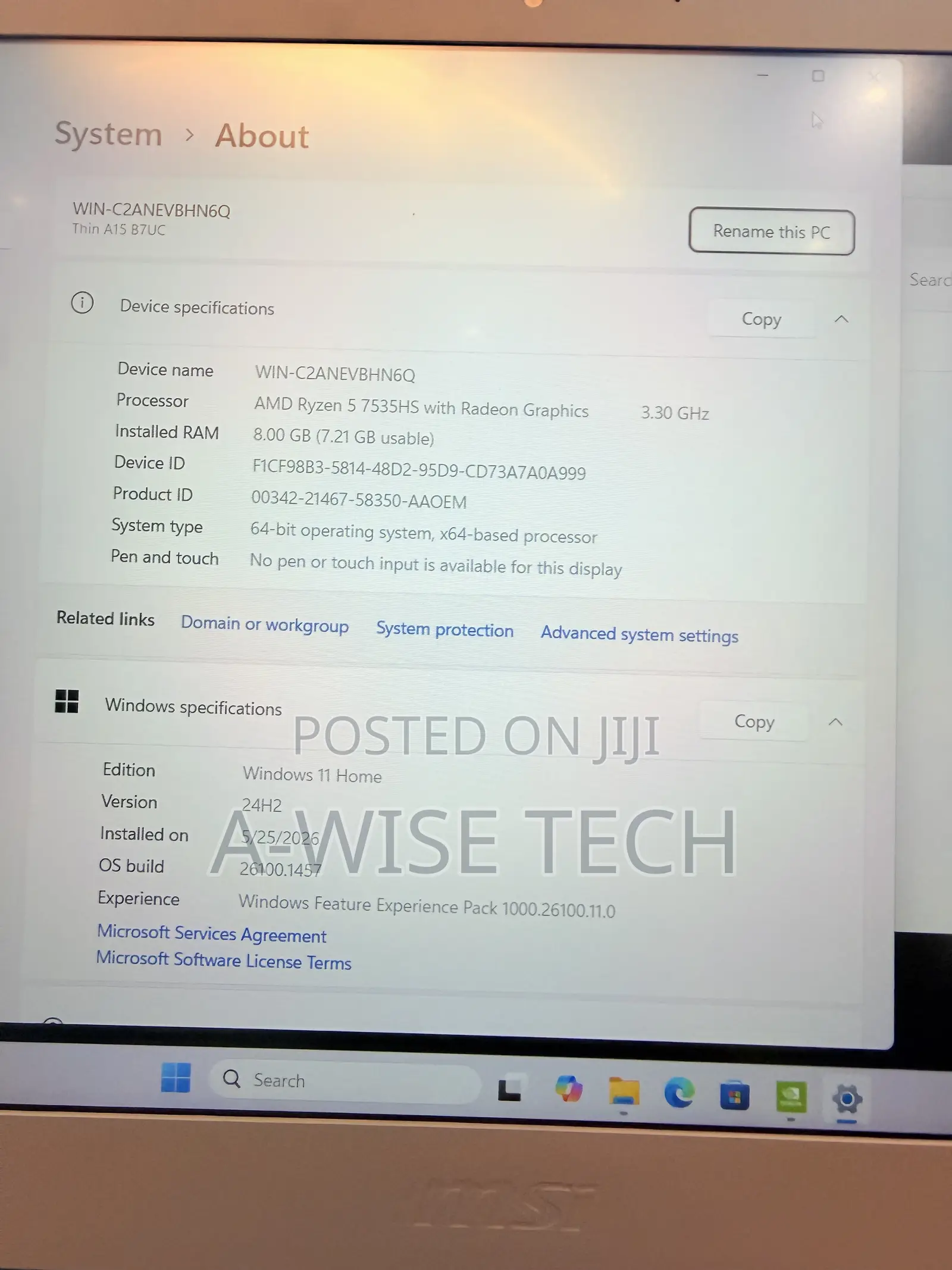 New Laptop MSI GF65 Thin 10UE 8GB AMD Ryzen 5 SSD 512GB