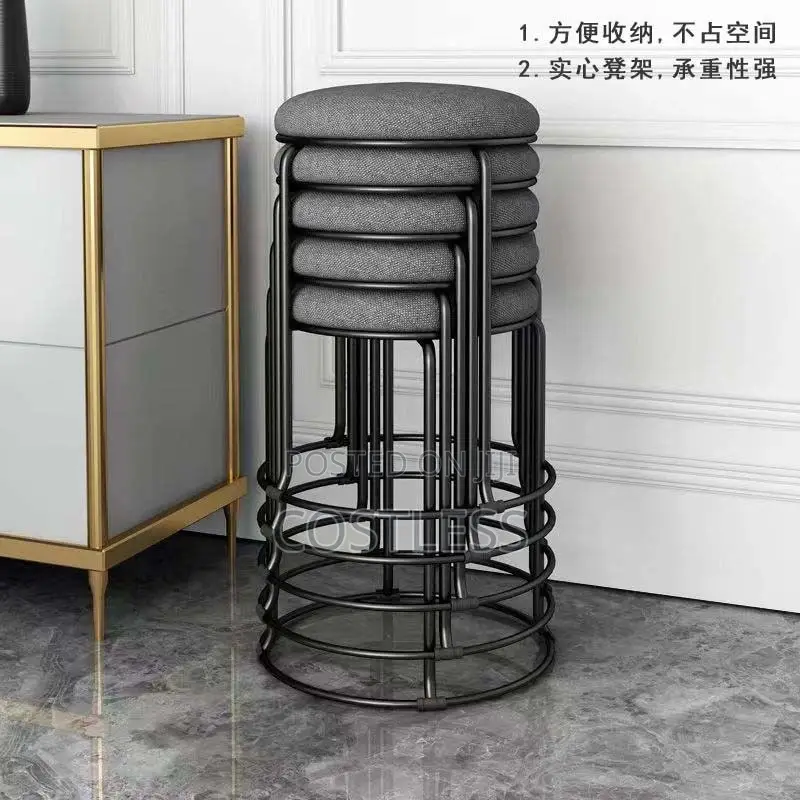 Quality Fabric Stool Gold Legs and Black Legs