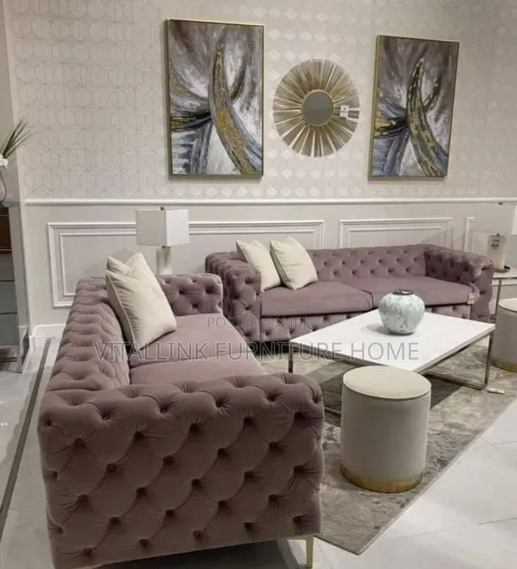 4-Piece Luxury Tufted Sofa Set – Cream Velvet With Gold Metal Legs