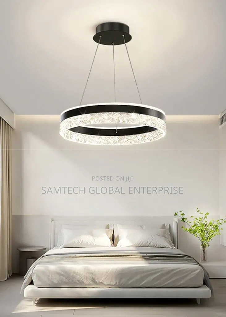 Luxury Crystal Ring Led Chandelier – Modern Gold Pendant Light