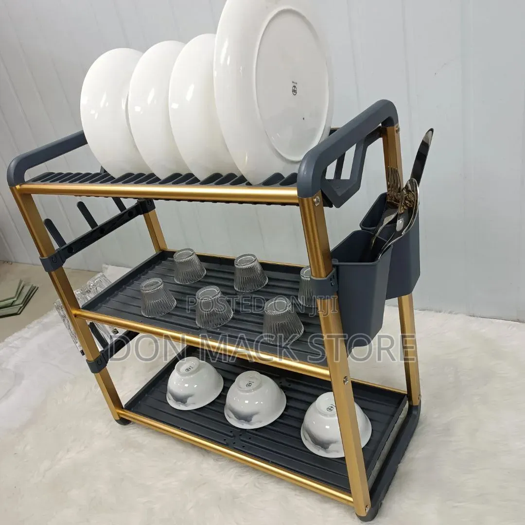 Aluminum Rust Free Quality Gold 3 Tier Dish Rack