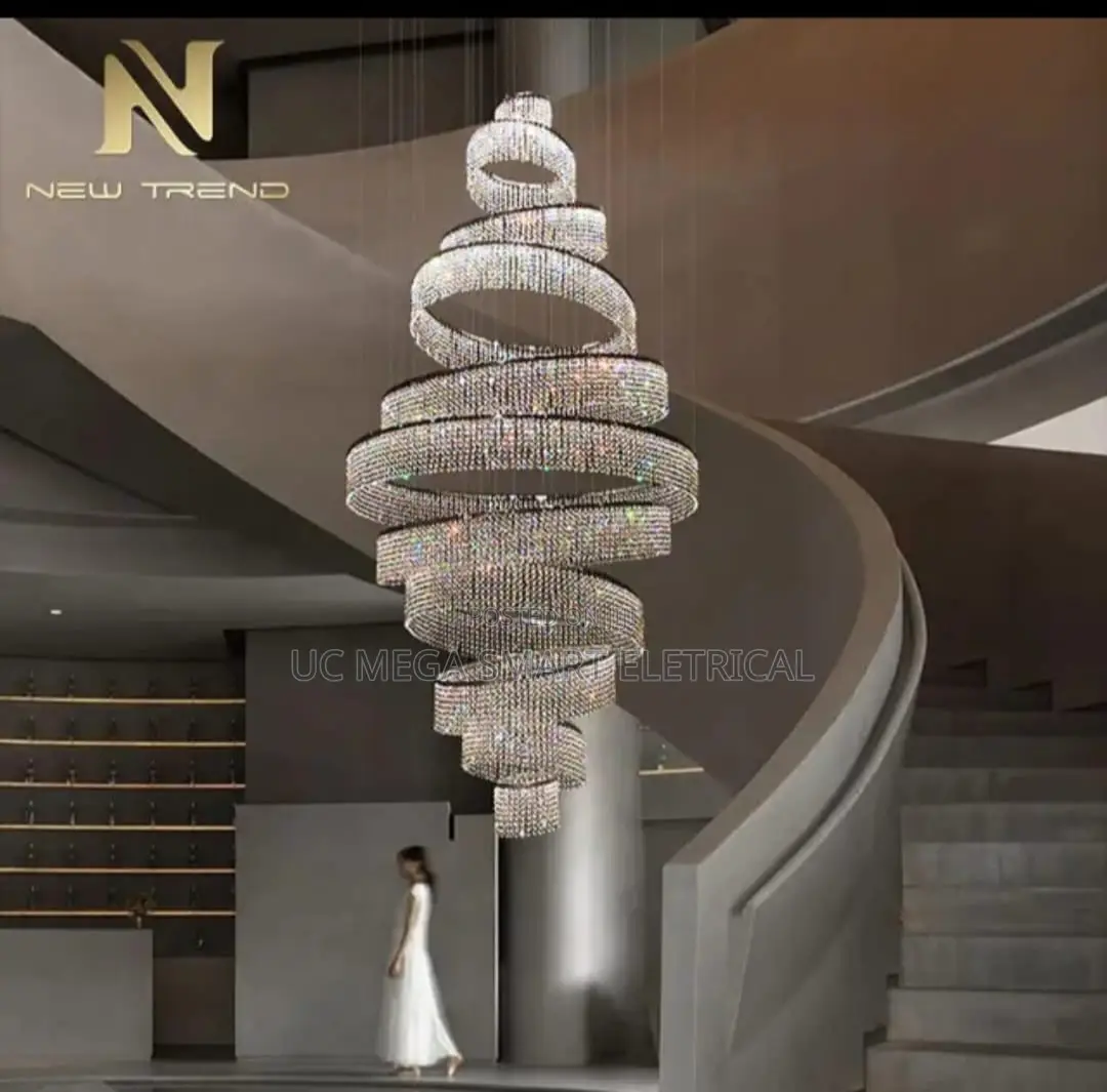 Duplex Building Large Chandelier, Postmodern Living Room Crystal Lamp