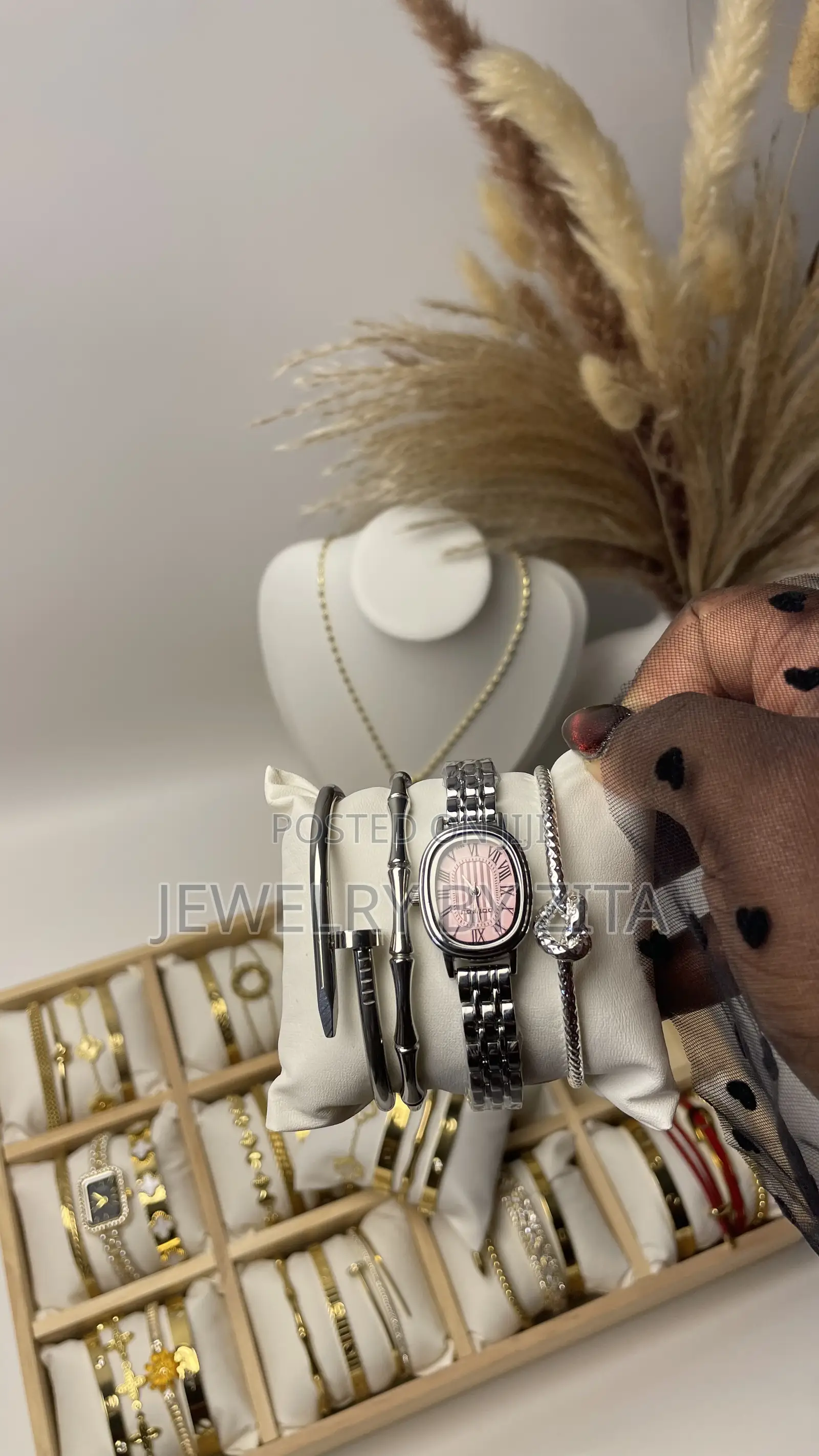 Slivery Stack With Watch