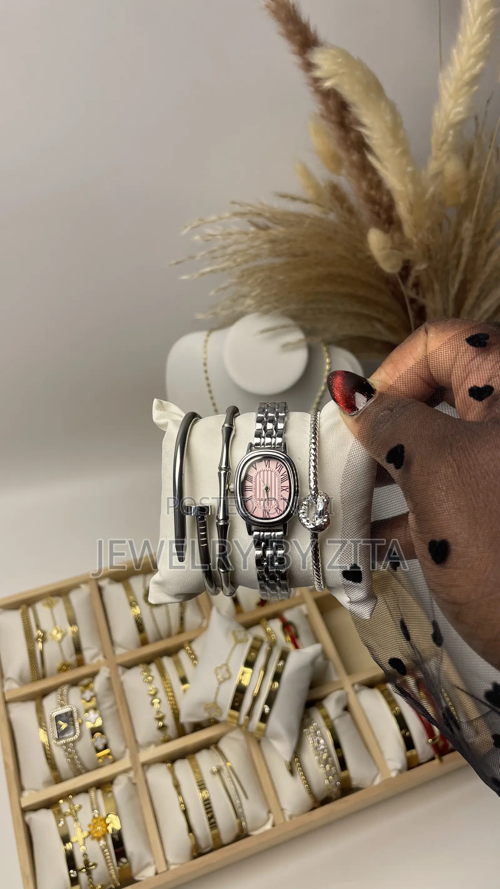 Slivery Stack With Watch