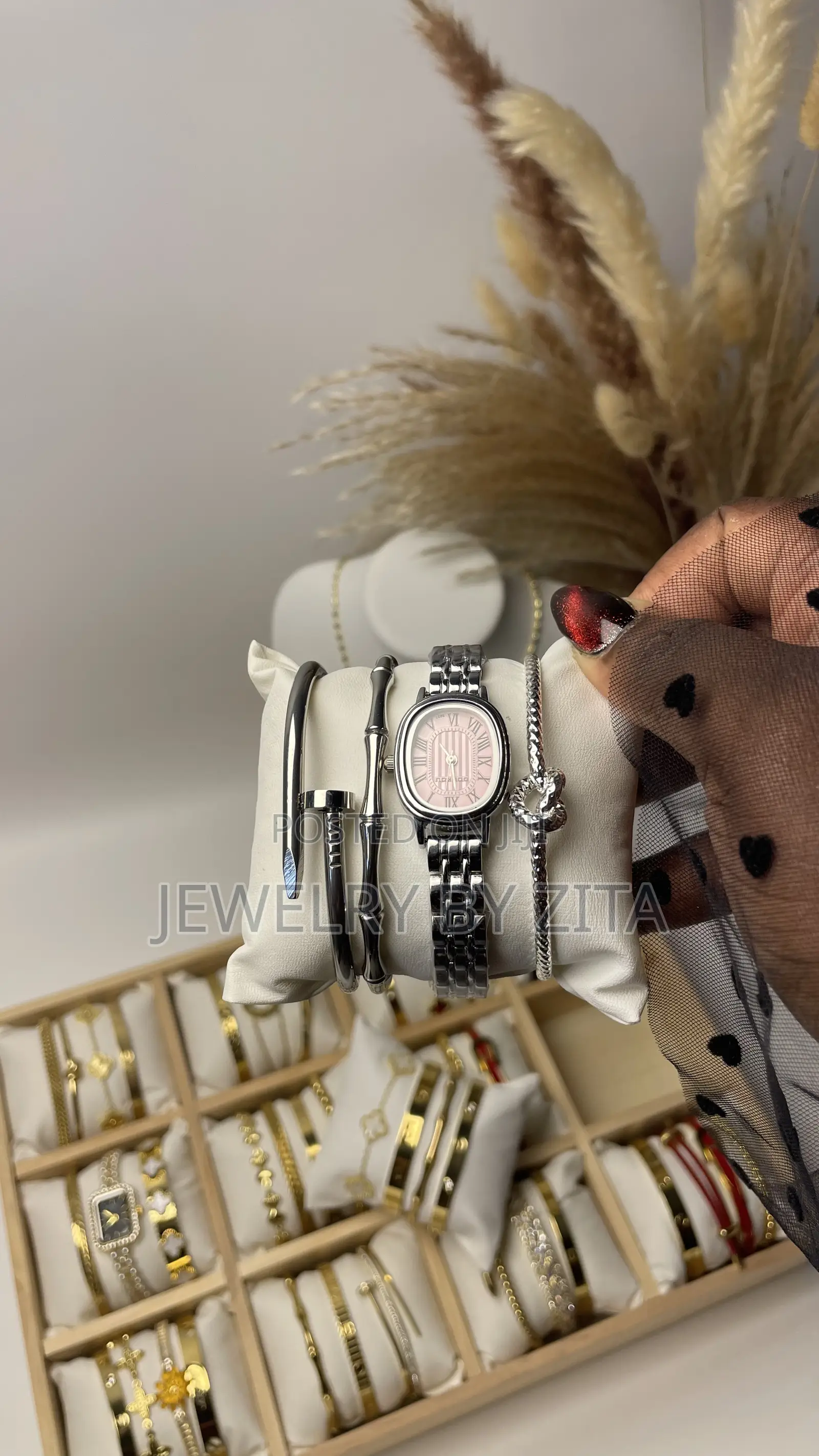 Slivery Stack With Watch