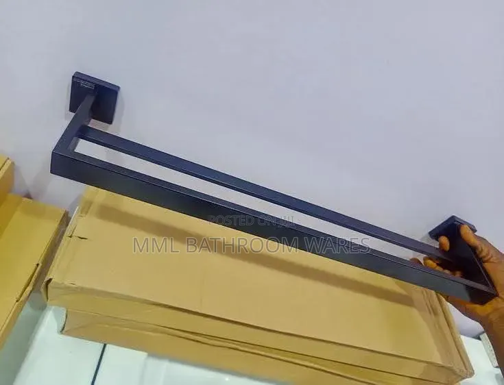 60cm Matte Black Double Towel Holder