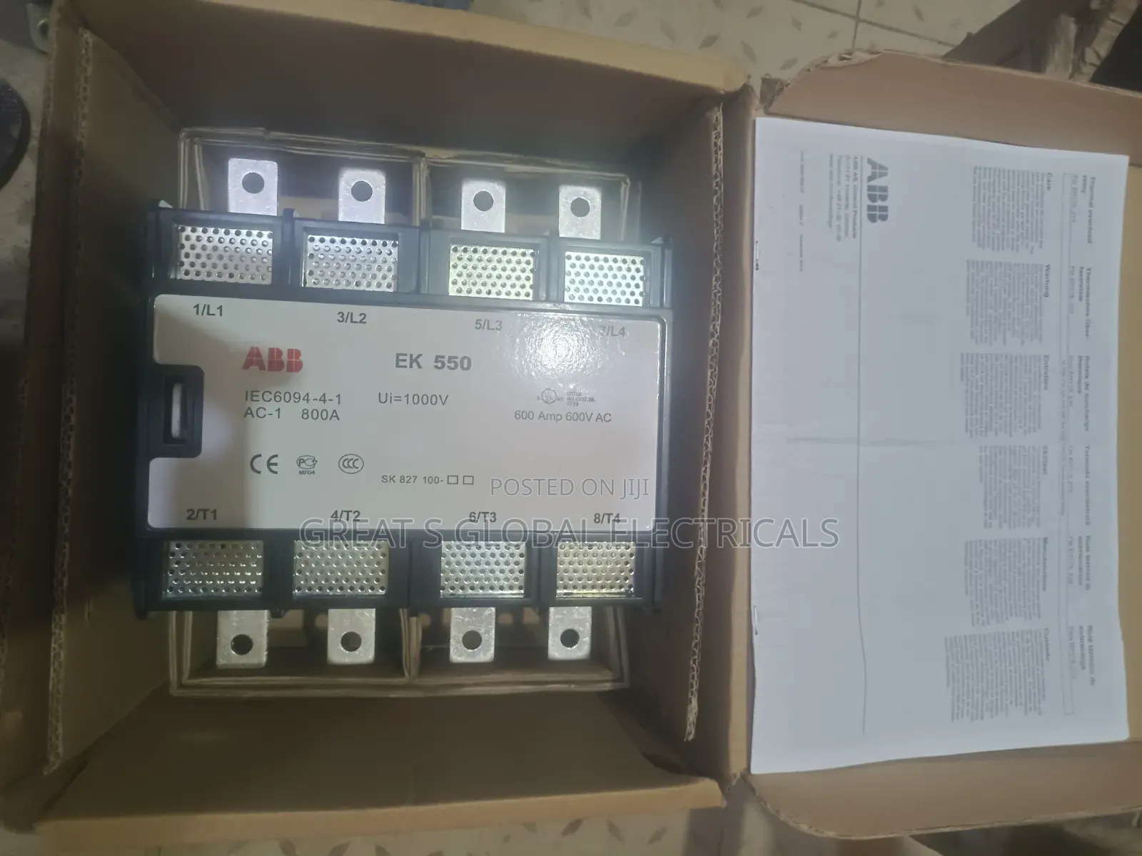 Abb Ek 550 800a Power Contactor A