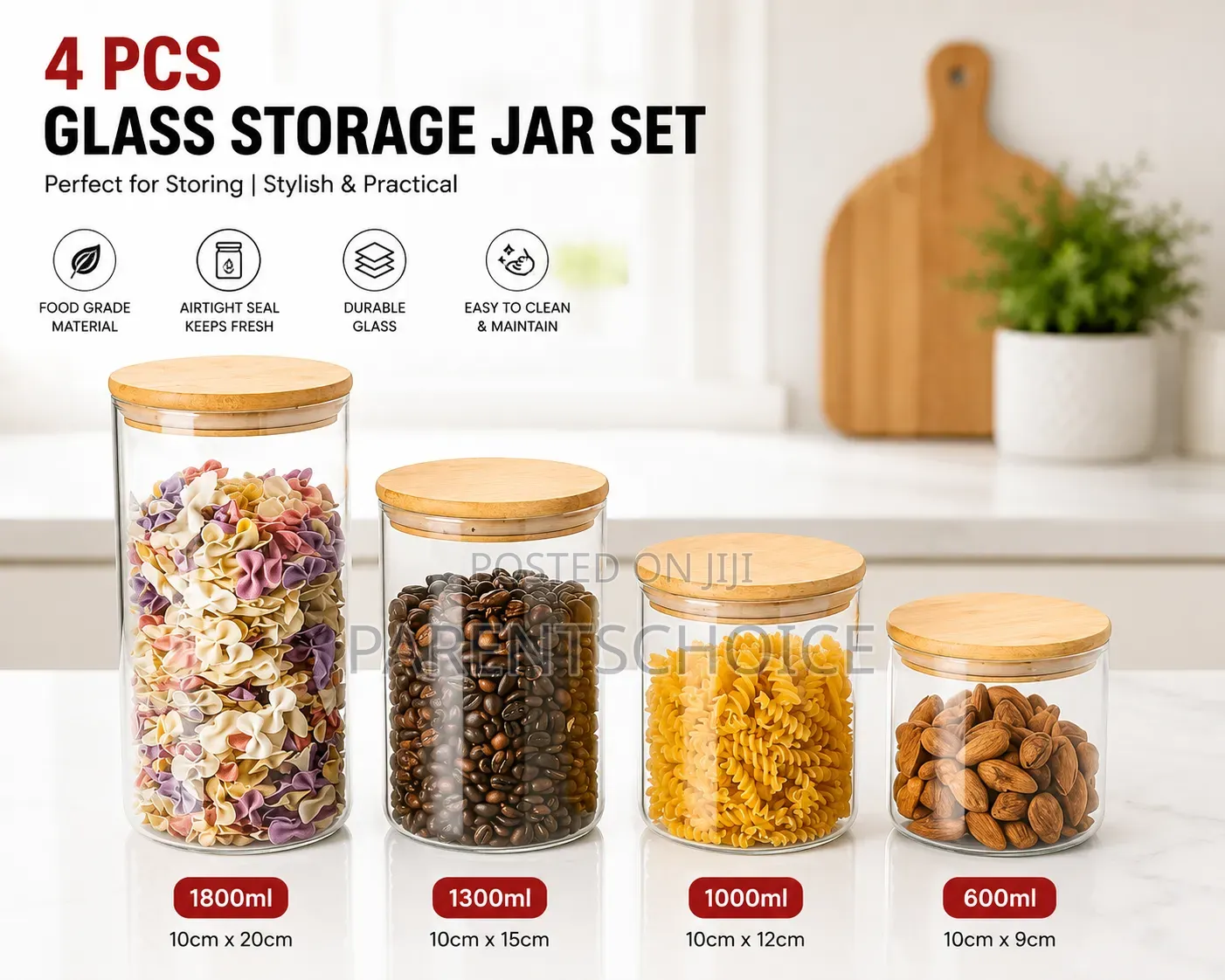 4pcs Glass Storage Jar Set