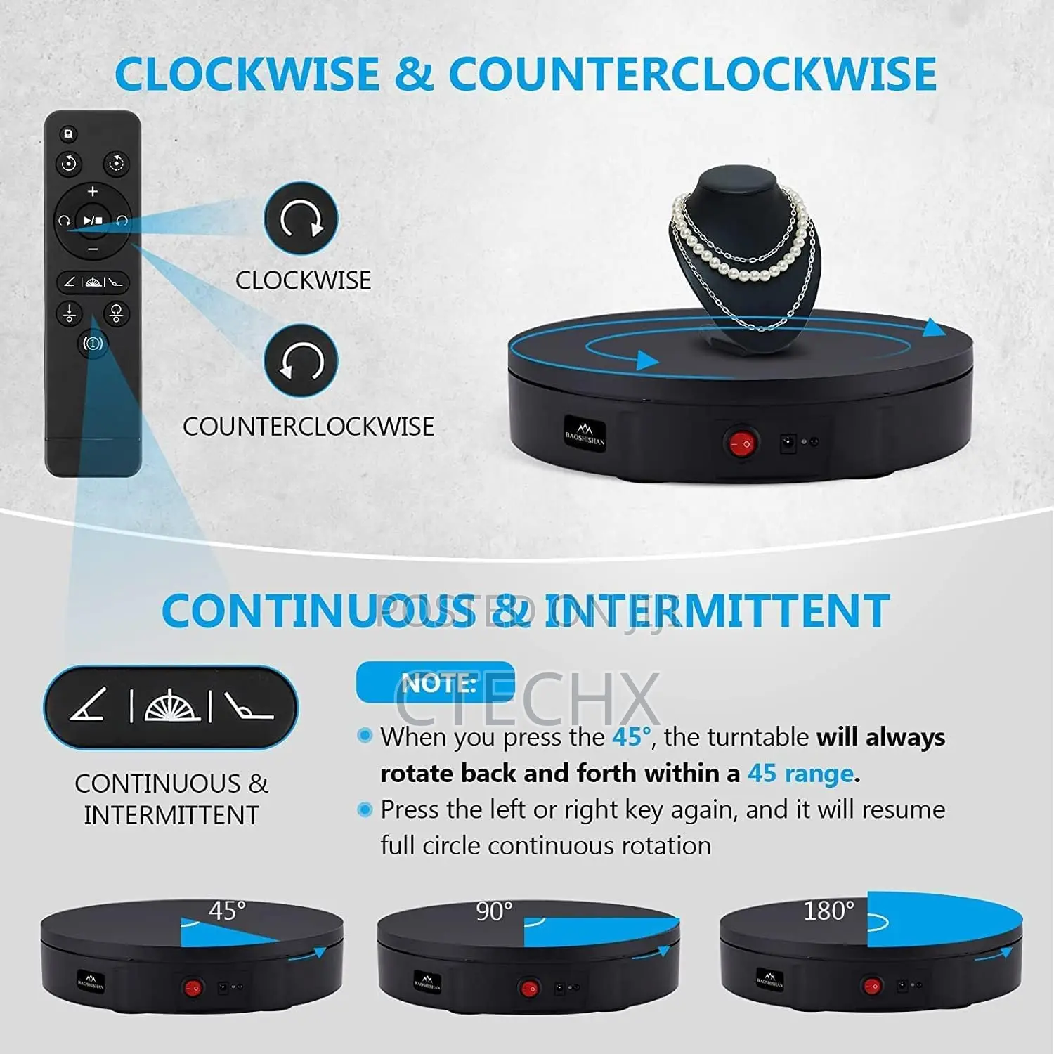 Rotating Display Stand Electric Turntable Photography 22cm, 50kg Load