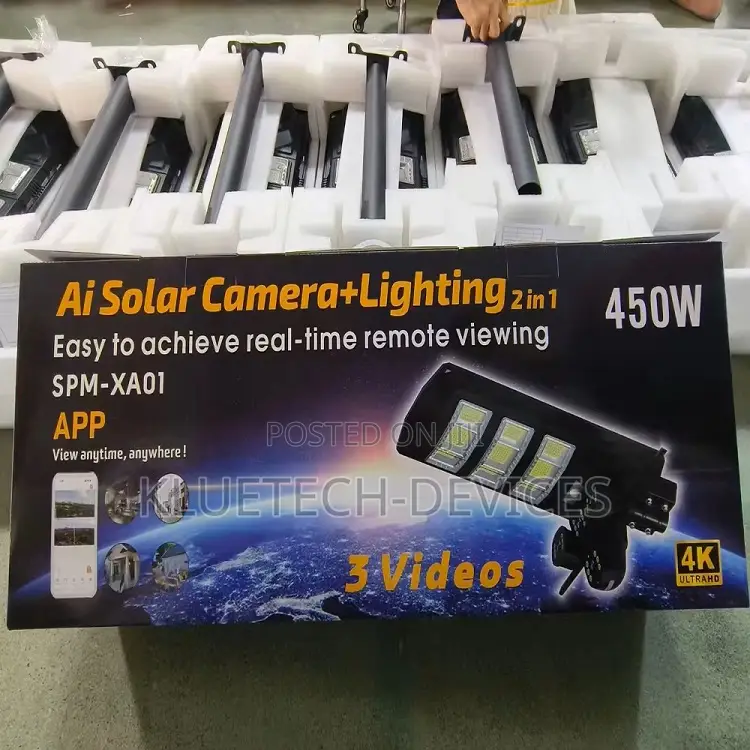 Solar CCTV Street Light With 3 Lens Ai Camera