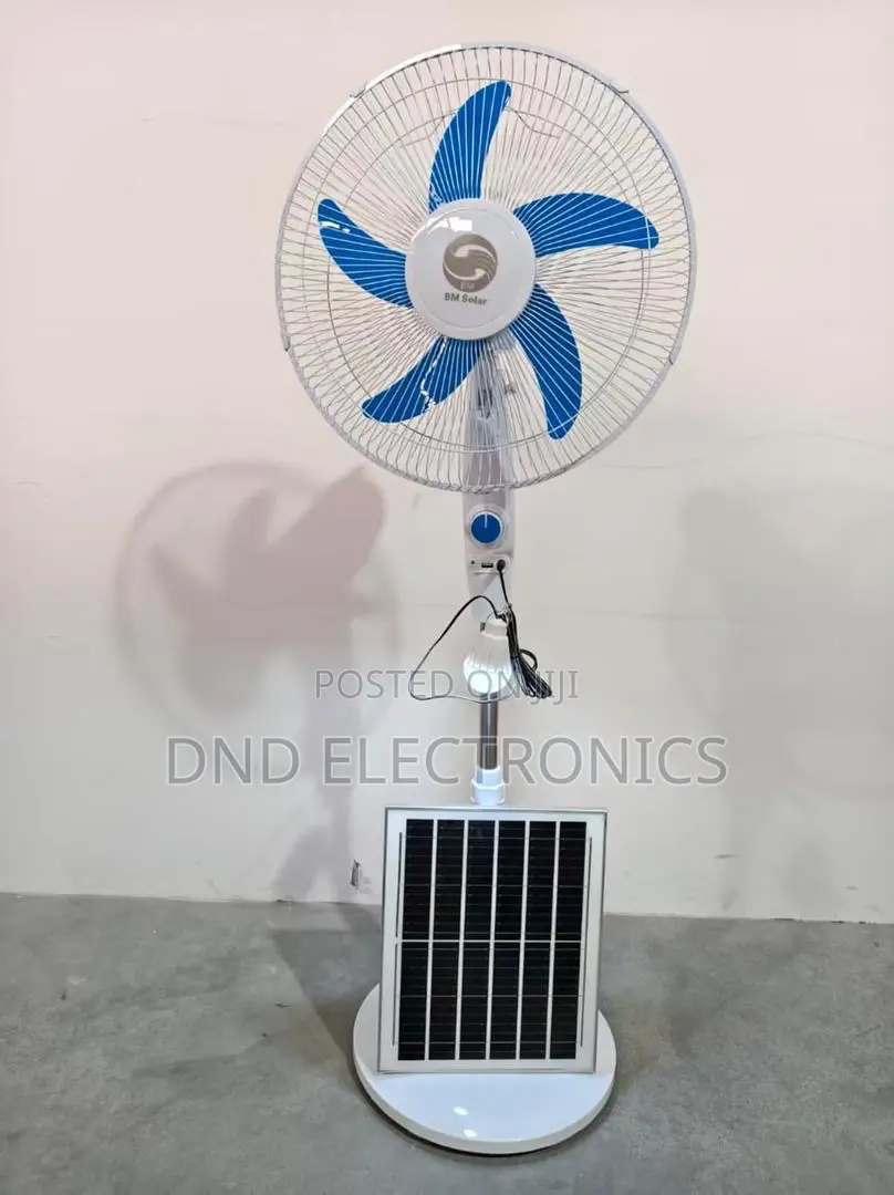 Charweek 18" Solar Rechargeable Standing Fan With Orange Blades