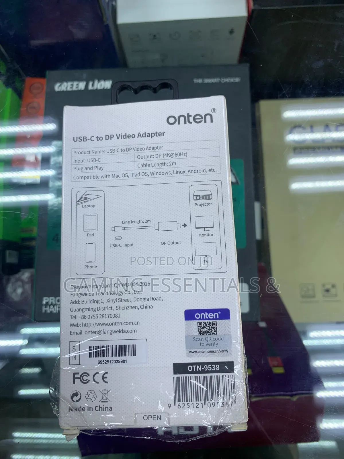 Onten Usb C- Display 2 Meter Cable
