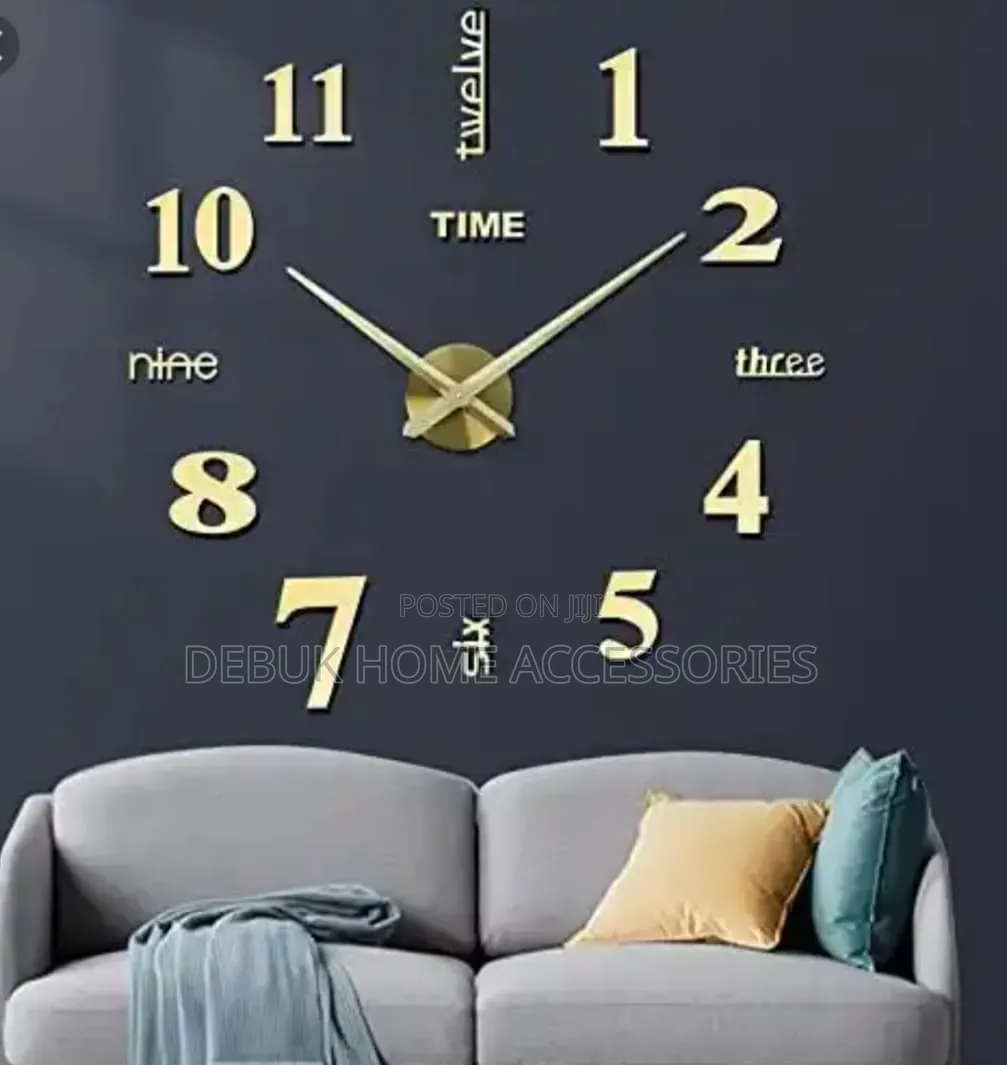 Gold Acrylic 3d Diy Clock, 120cm