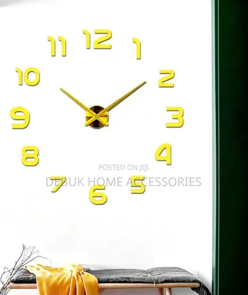 Gold Acrylic 3d Diy Clock, 120cm