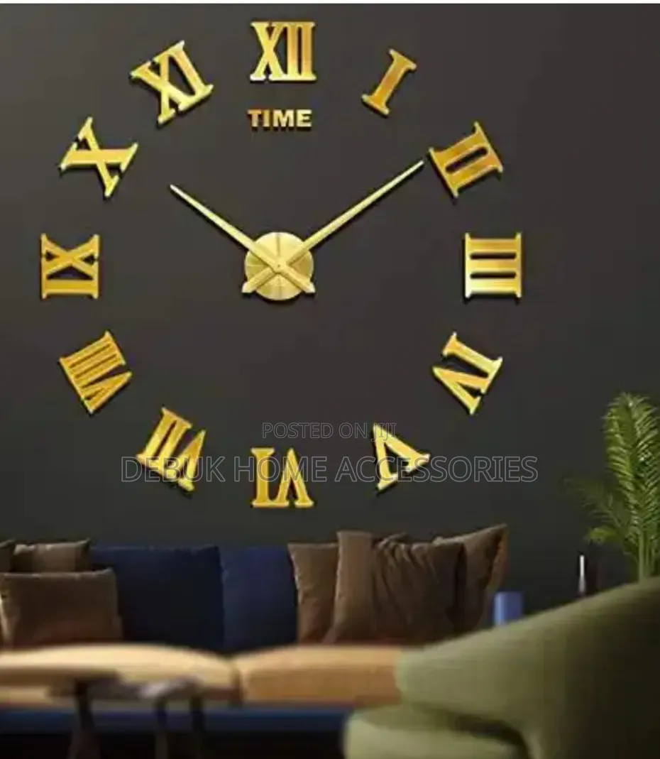 Gold Acrylic 3d Diy Clock, 120cm