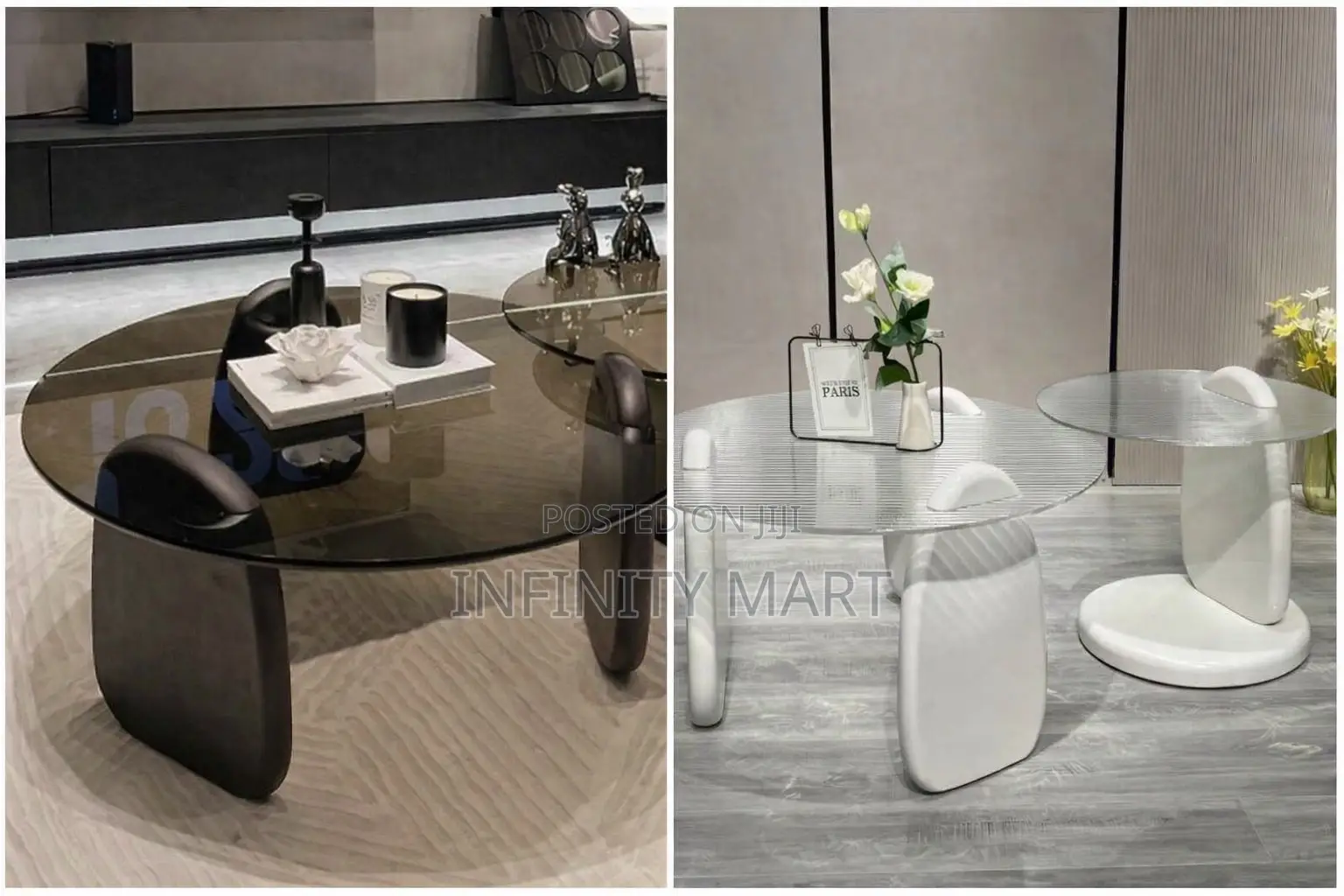 2 in 1 Glass Side/ Center Table