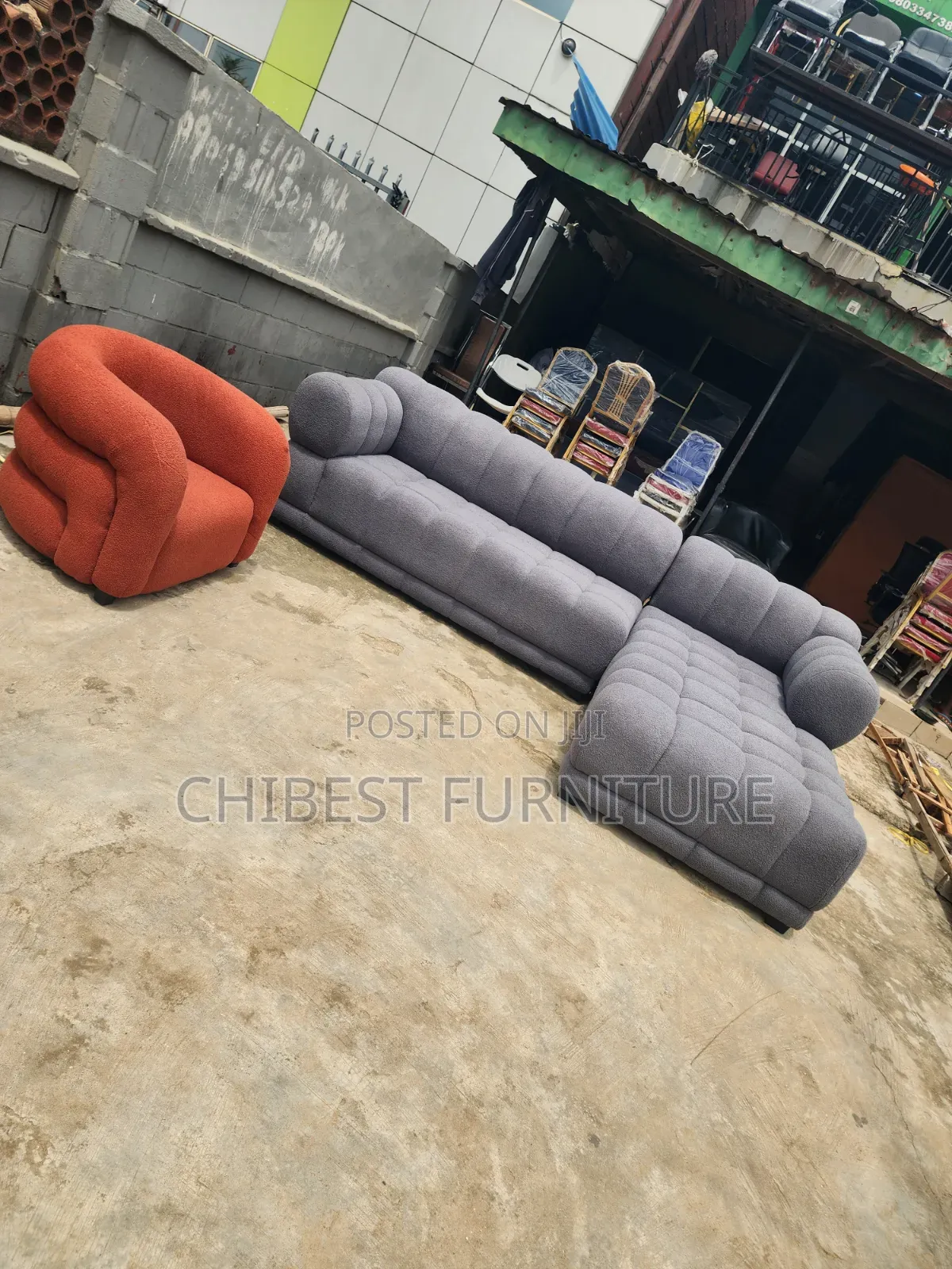 L-Shaped Upholstery Padded Sofa Couch With Single Seater
