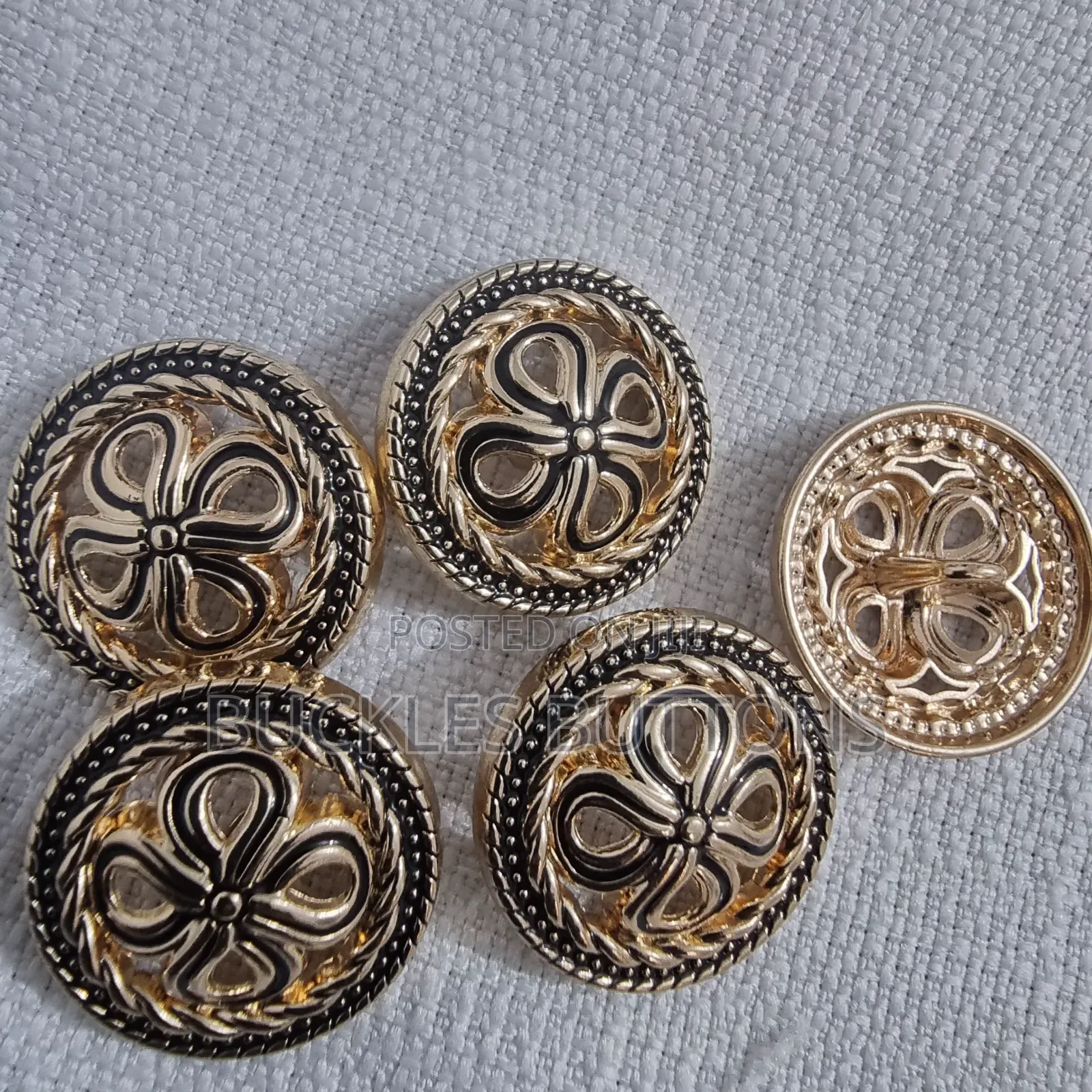 Gold Iron Suit Buttons Carved Design