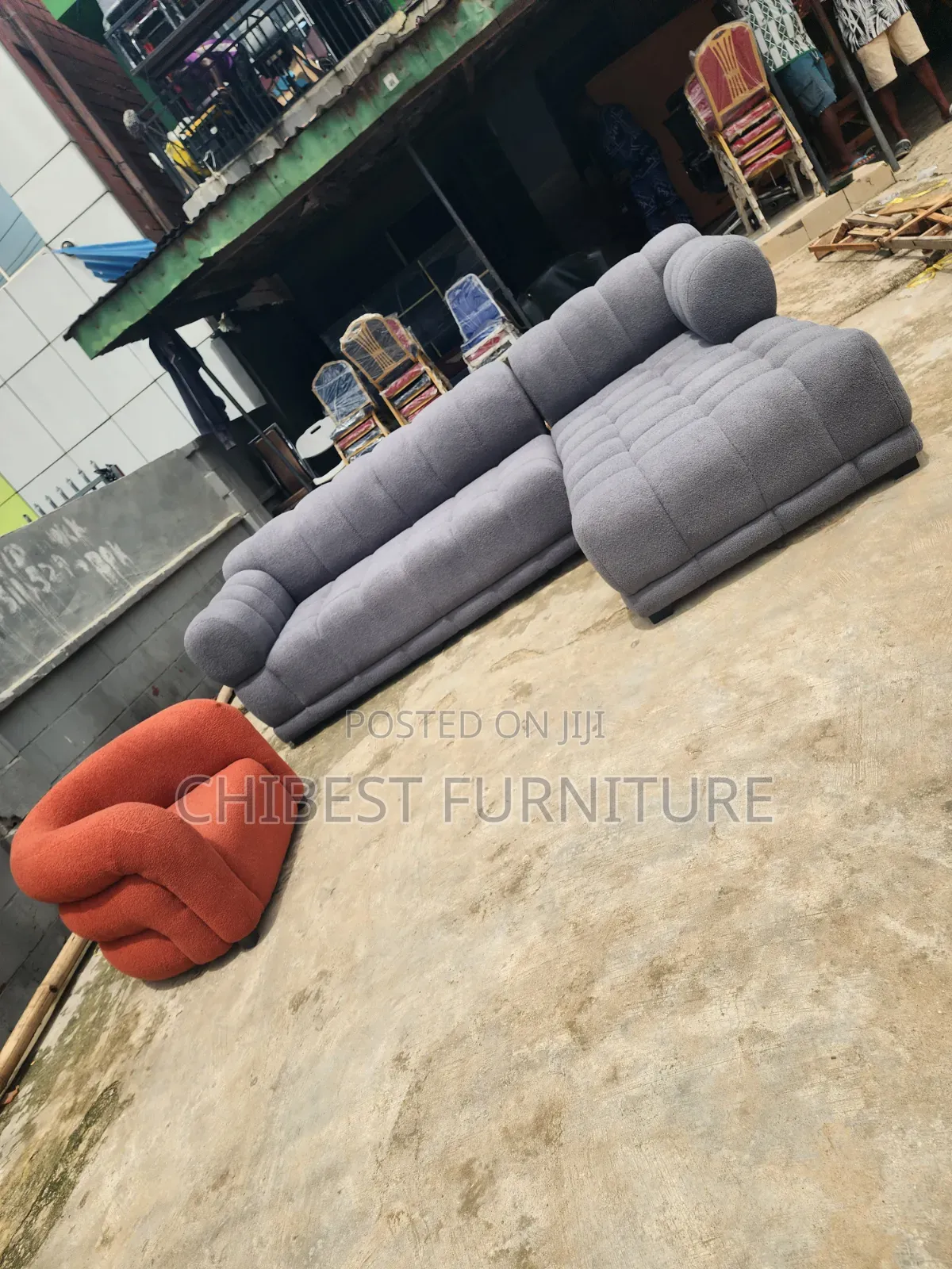 Luxury L-Shaped Sofa Fabric Couch With Single Seater