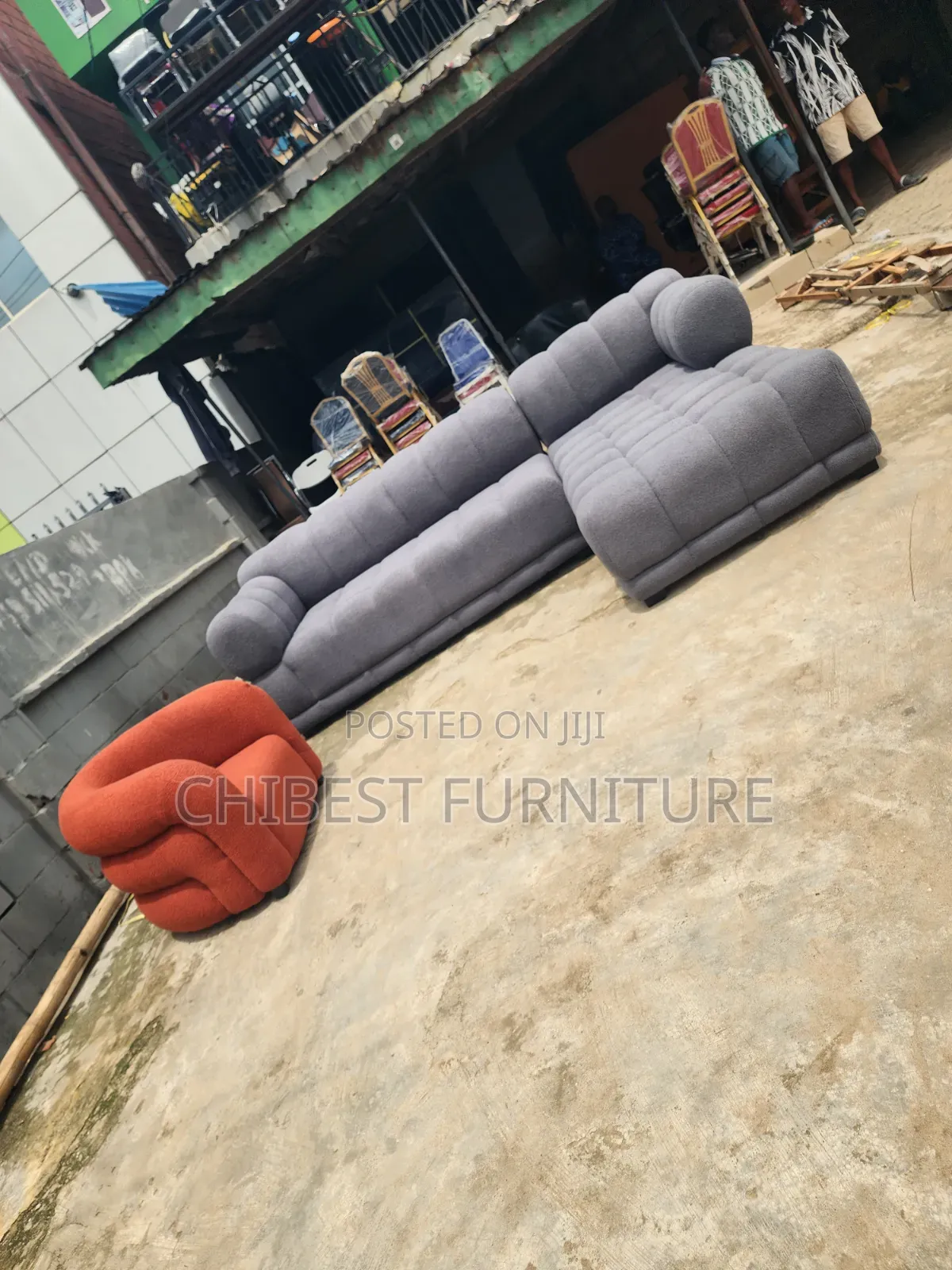 Luxury L-Shaped Sofa Fabric Couch With Single Seater