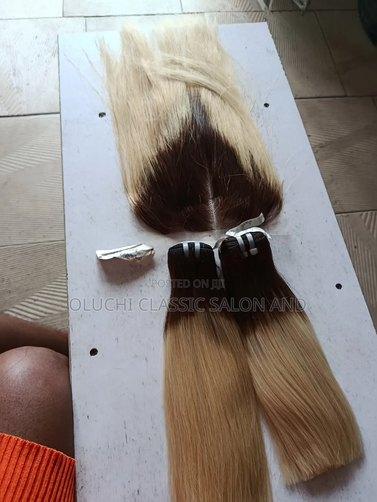 10" Bone Straight Ombre Blonde Colour With 5by5 Closure SDD