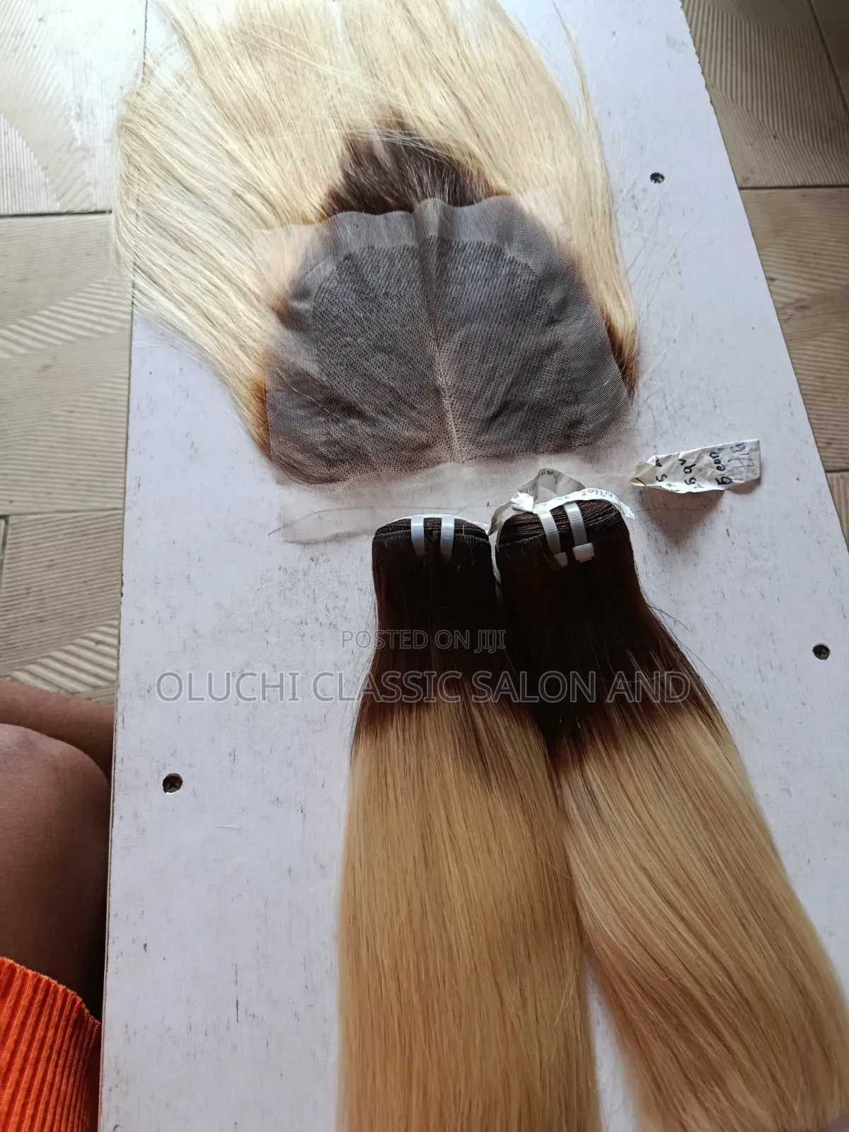 10" Bone Straight Ombre Blonde Colour With 5by5 Closure SDD