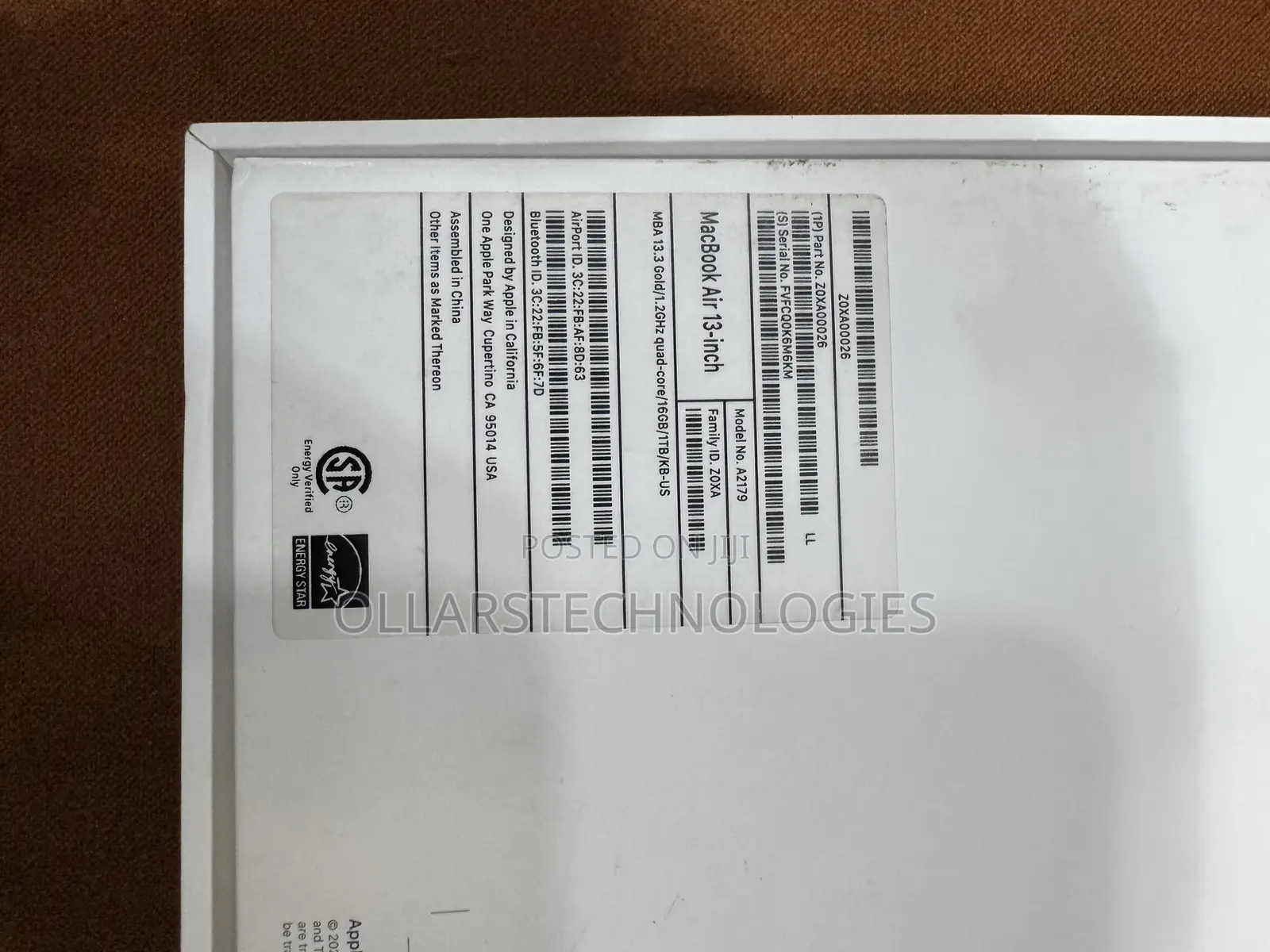 Laptop Apple MacBook Air 2020 18GB Intel Core i7 SSD 1T