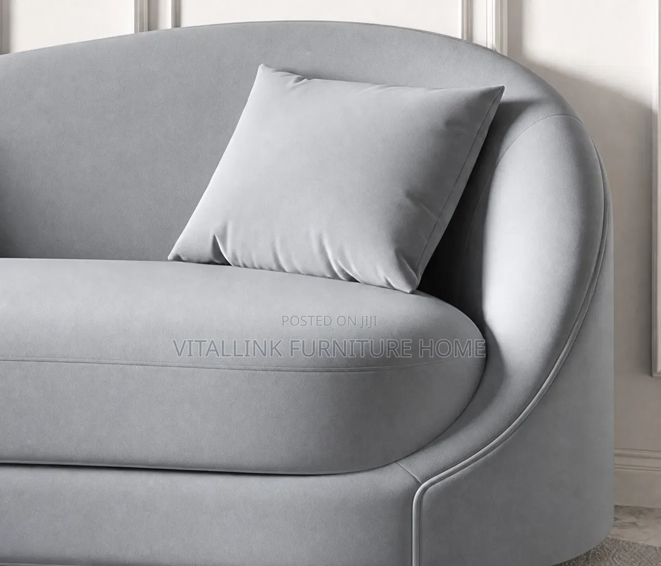 Premium Grey Sofa With Elegant Curved Backrest