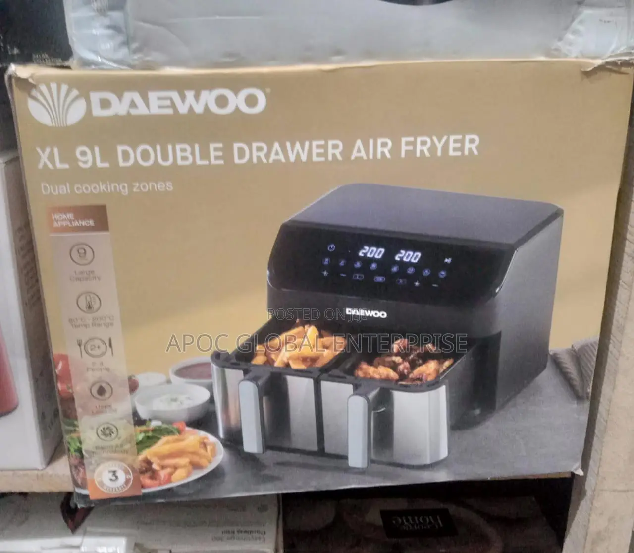 Daewoo Xl 9 Double Drawer Air Fryer