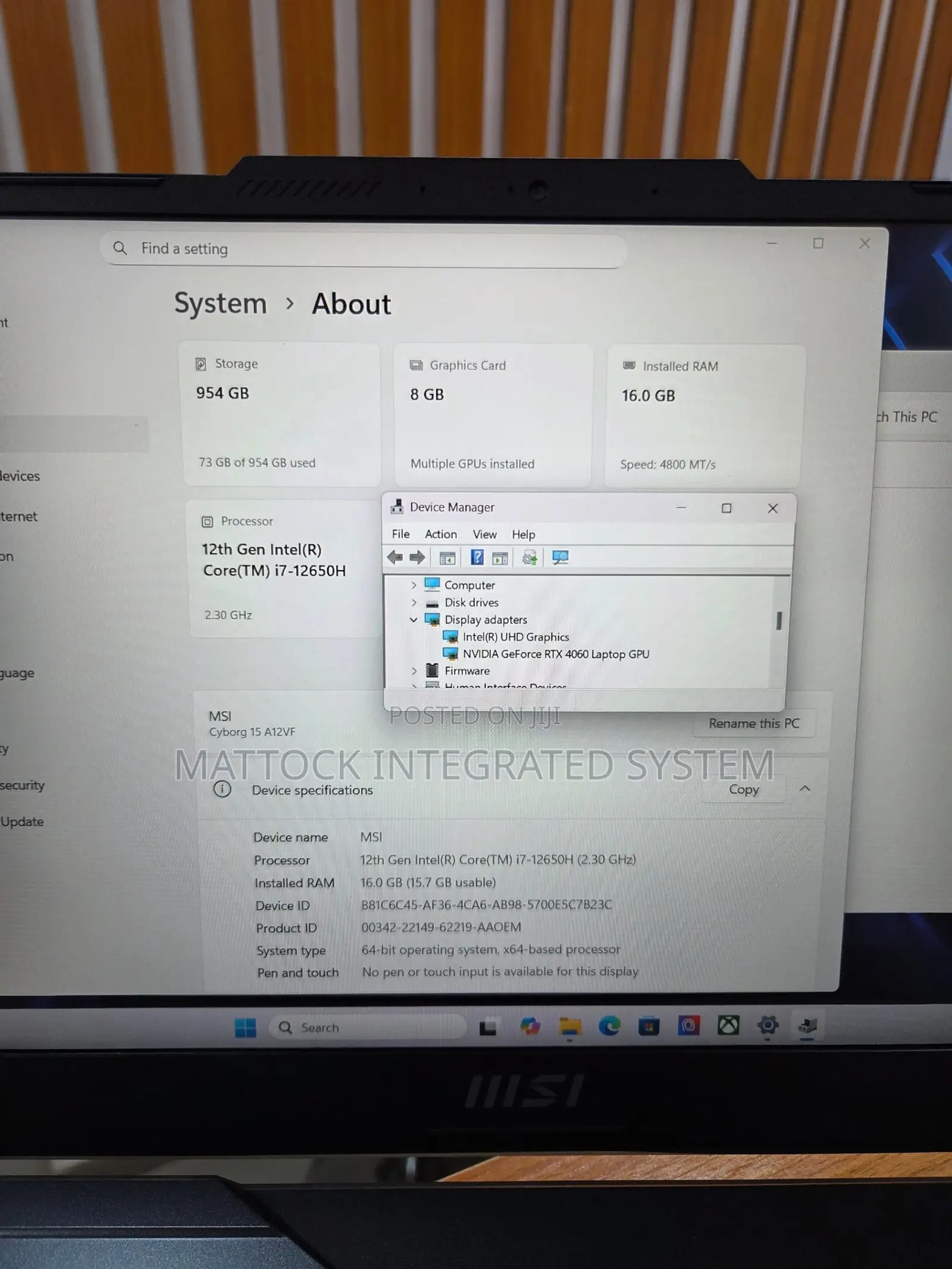 Laptop MSI Cyborg 15 16GB Intel Core i7 SSD 1T