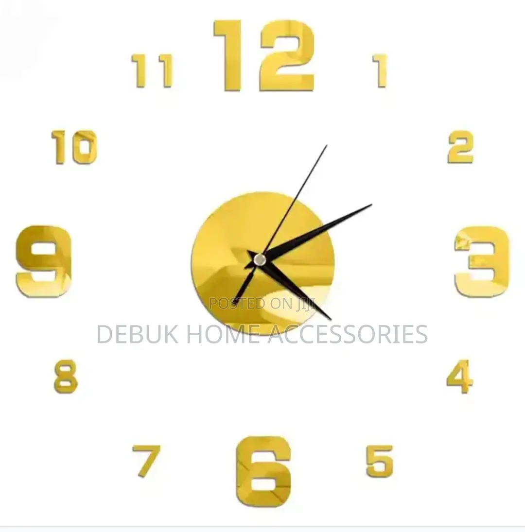 Acrylic 3d-Diy 50cm Wall Clock (Gold Colour)