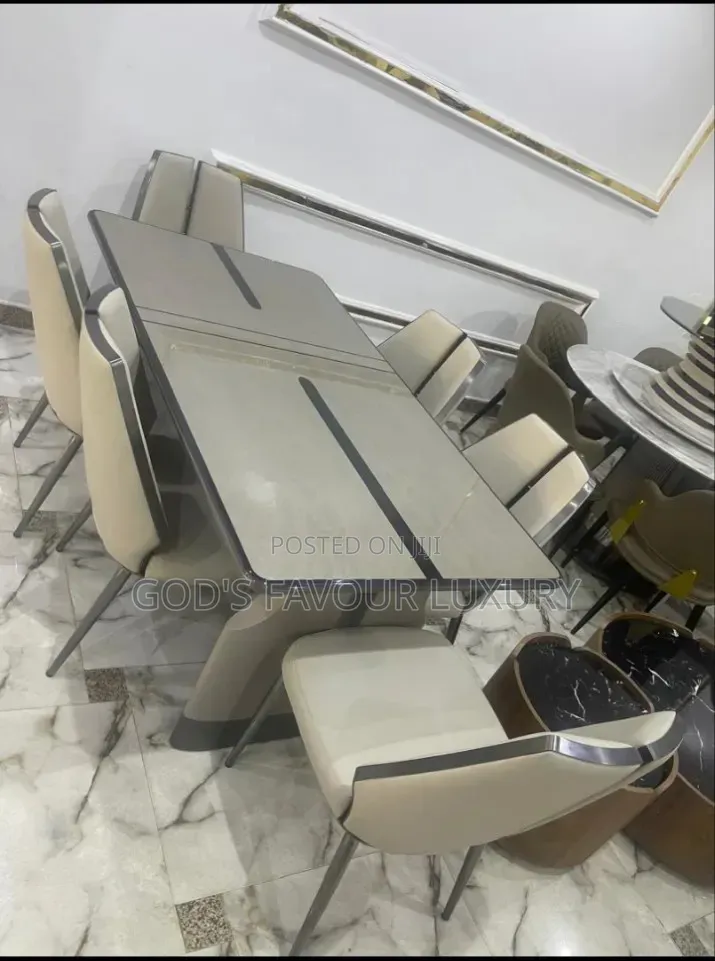 Classic Turkish Dining Set by 6 Leather Chairs