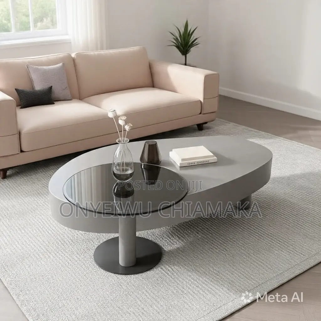 Modern Oval Center Table With Tempered Glass Top
