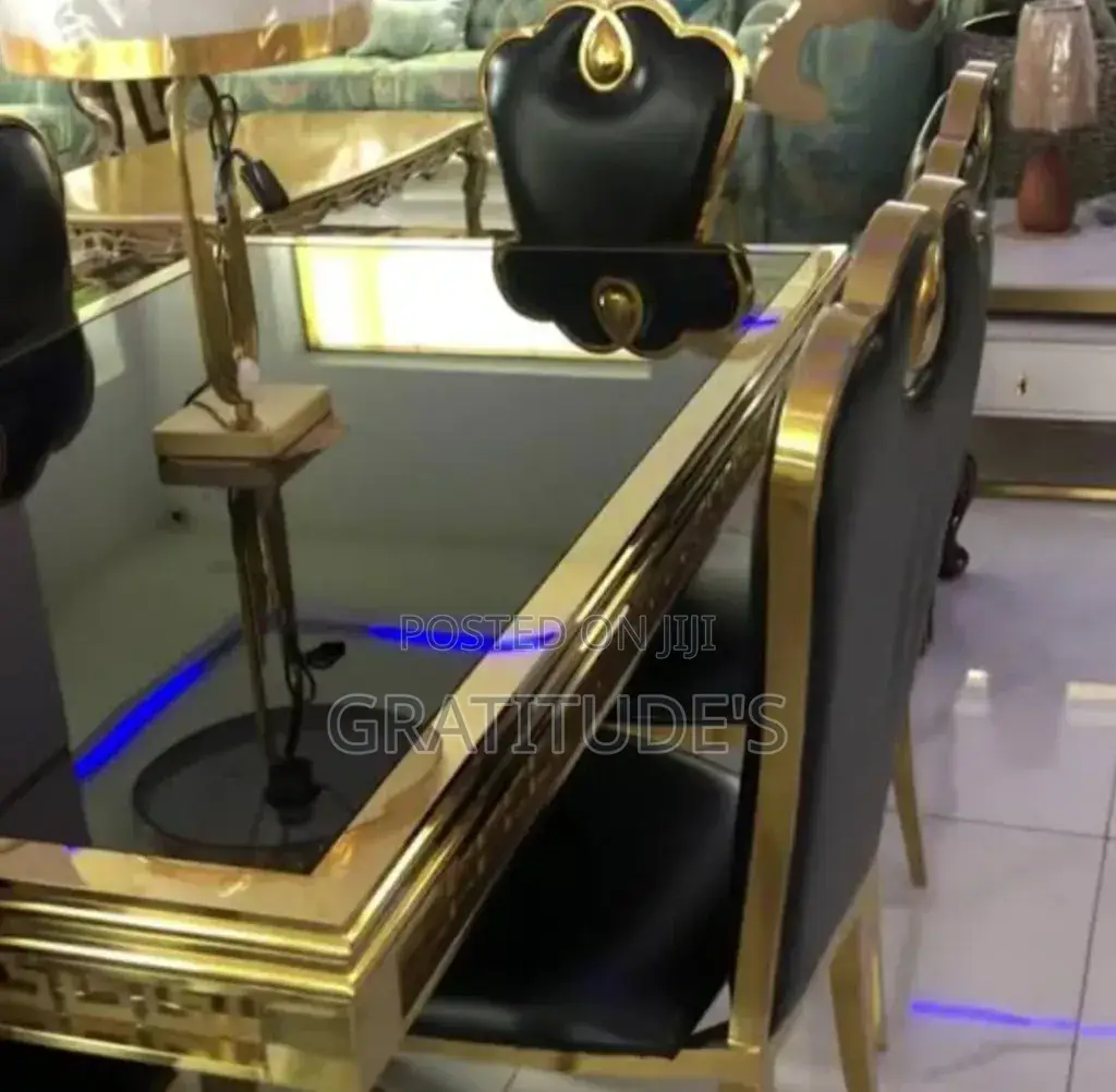 Versace Gold Dining Table Set 6 Seater