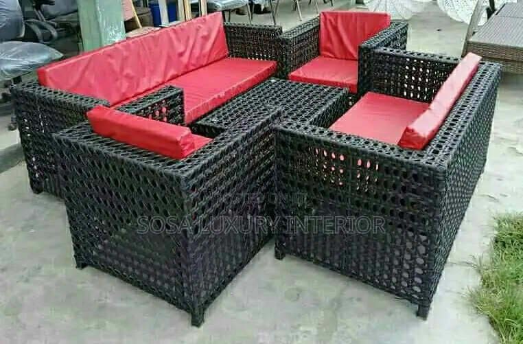 Modern Black Rattan Outdoor Sectional Sofa Set