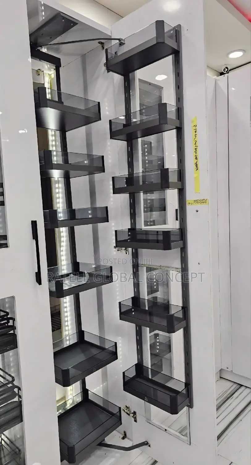 Glass Kitchen Pantry Storage Unit