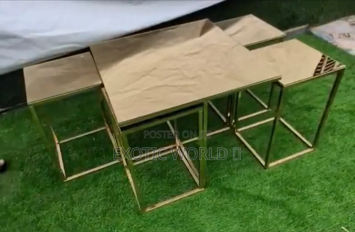 Modern Gold Coffee/Side Tables – 3-in-1 Nesting Set