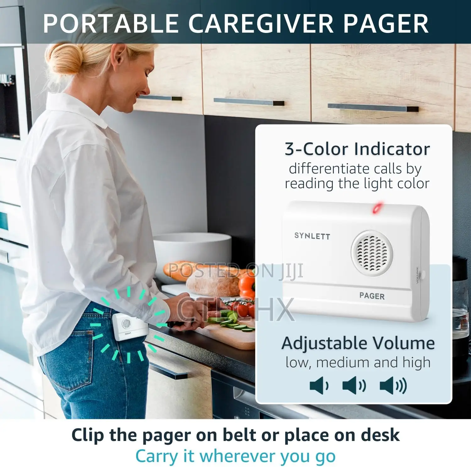 Bed Alarm Caregiver Pager With Wireles Motion Sensor Alarm for Elderly