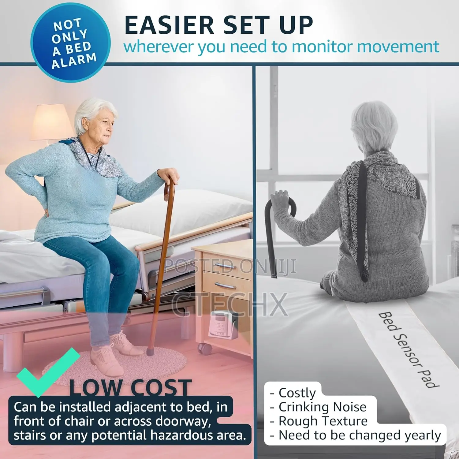 Bed Alarm Caregiver Pager With Wireles Motion Sensor Alarm for Elderly