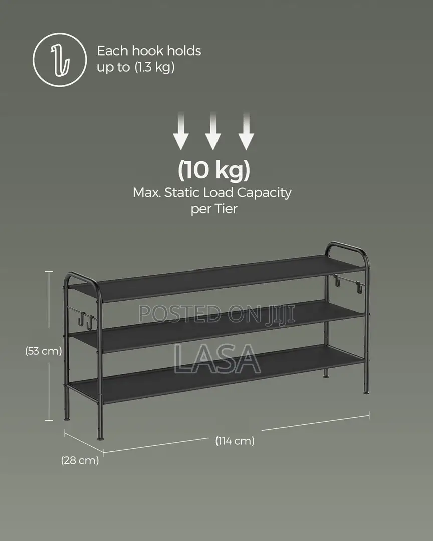 3-Tier Shoe Rack With Side Holders