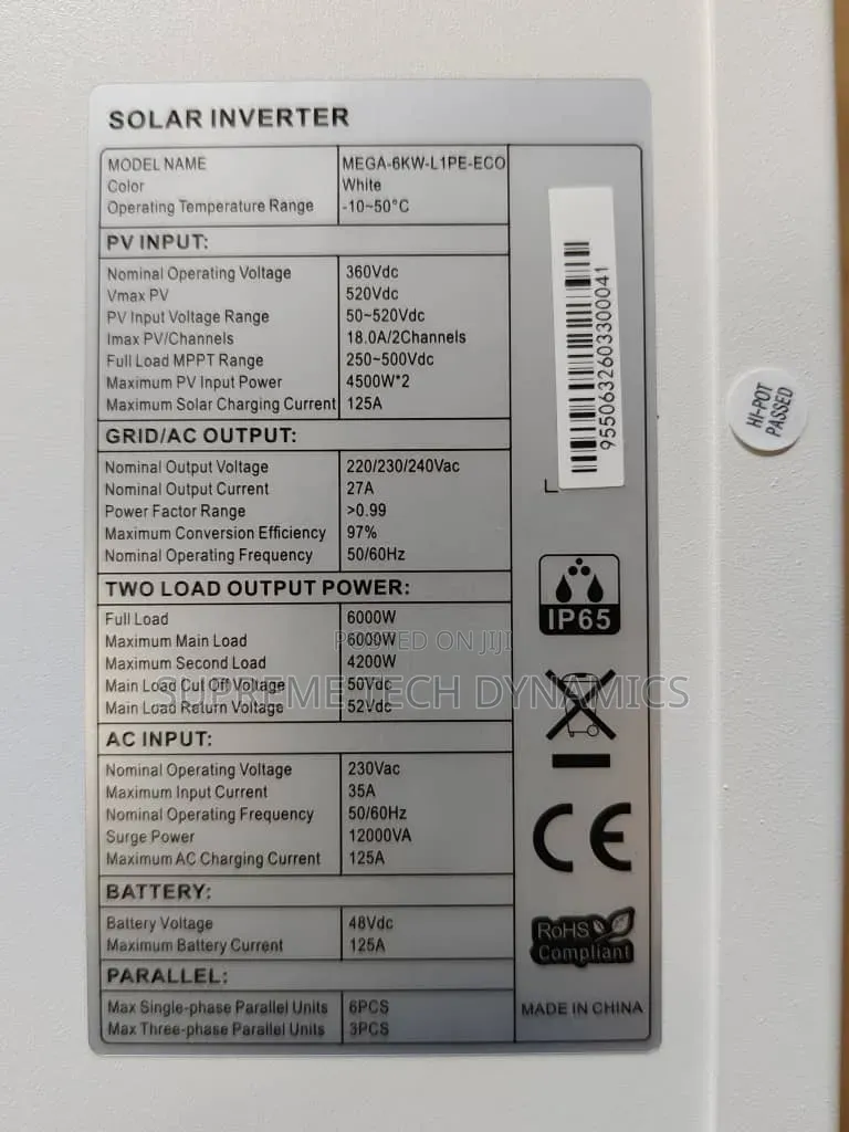 Rester 6kw/6kva Hybrid Inverter With Double MPPT Controller