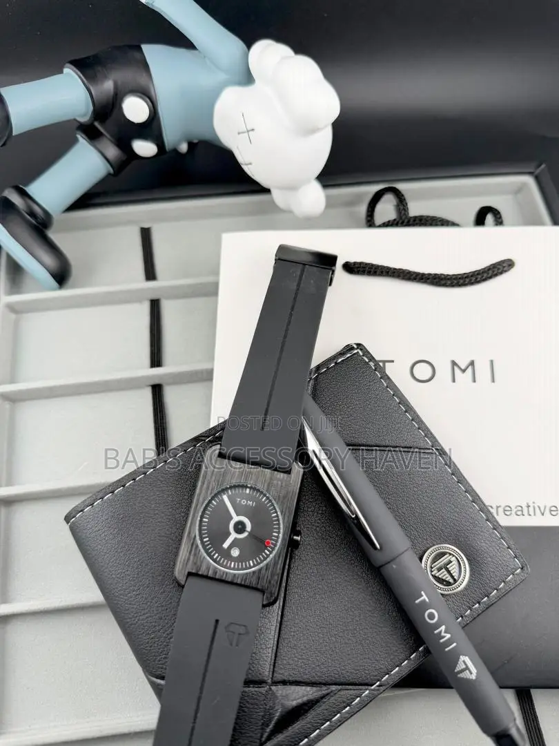 Tomi Rubber Watch + Classic Wallet + Sleek Pen + Box_