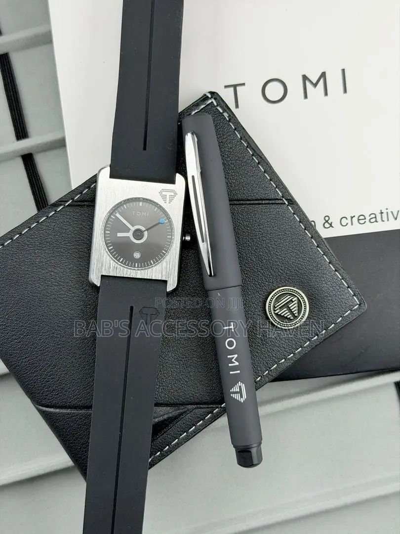 Tomi Rubber Watch + Classic Wallet + Sleek Pen + Box_
