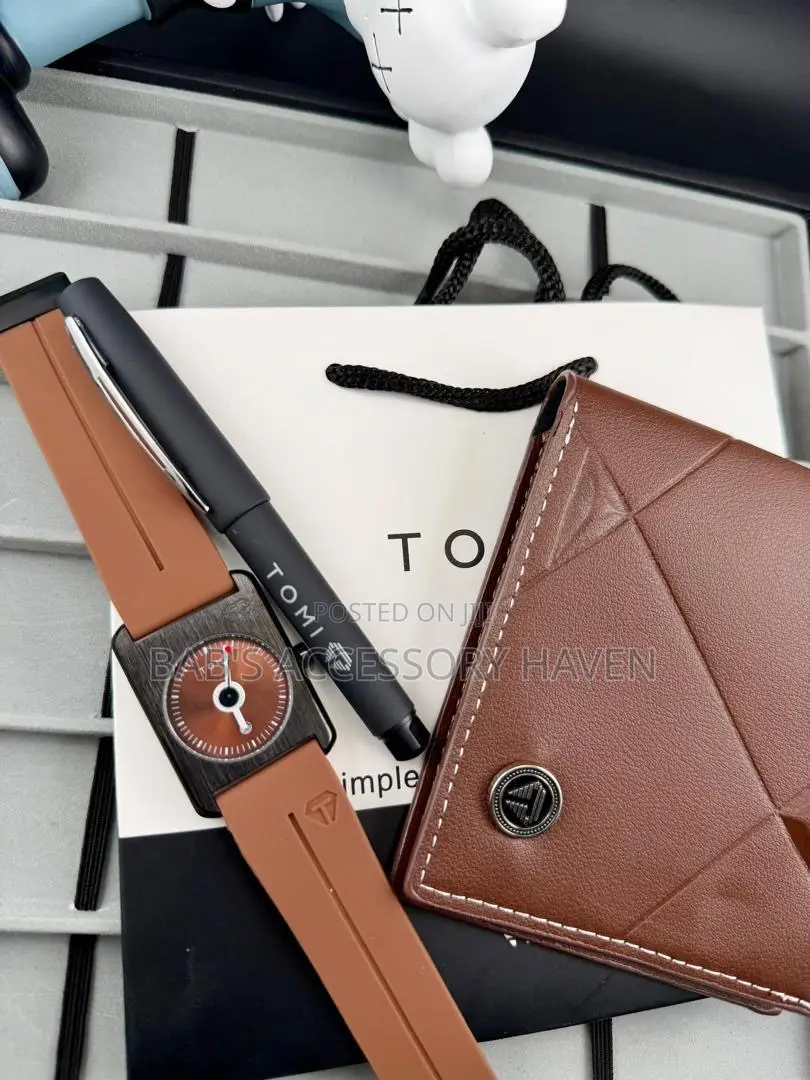 Tomi Rubber Watch + Classic Wallet + Sleek Pen + Box_
