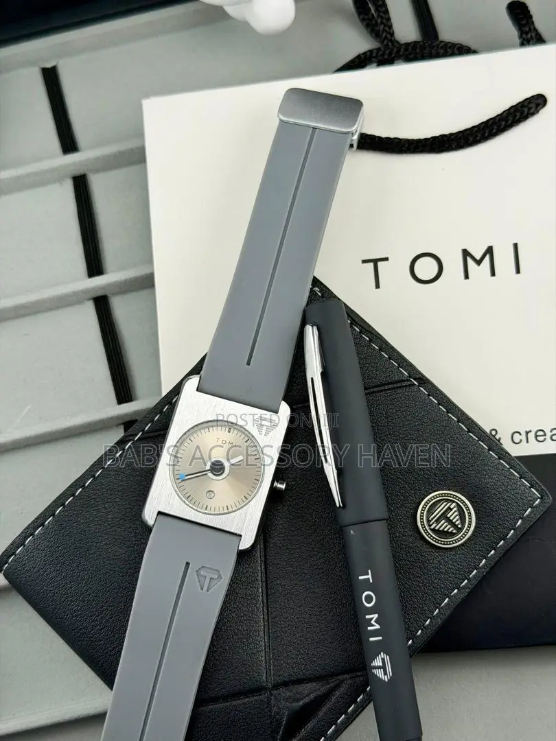 Tomi Rubber Watch + Classic Wallet + Sleek Pen + Box_
