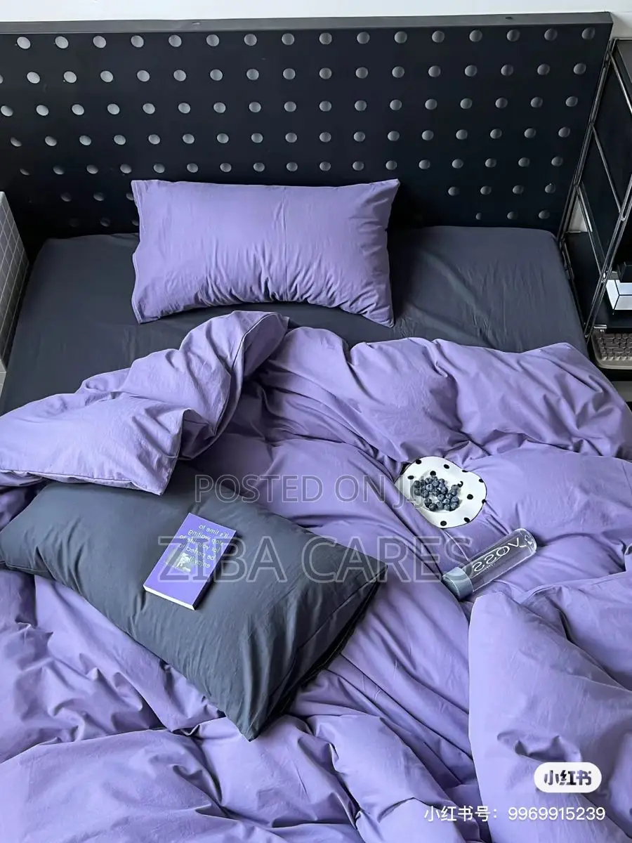 Gray and Lilac Beddings Set With Pillowcase and Duvet Set