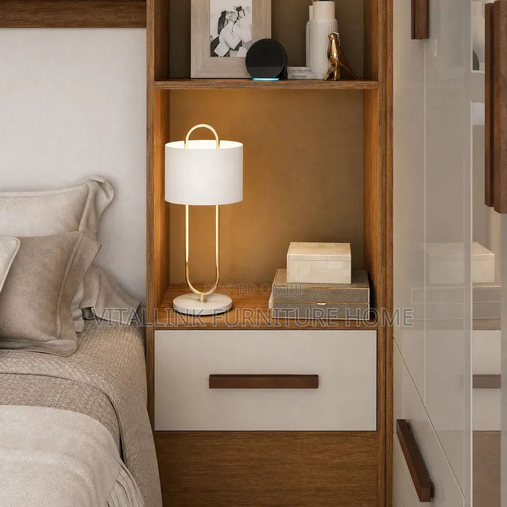 Premium Bed Wardrobe Unit With Overhead Cabinets Shelves